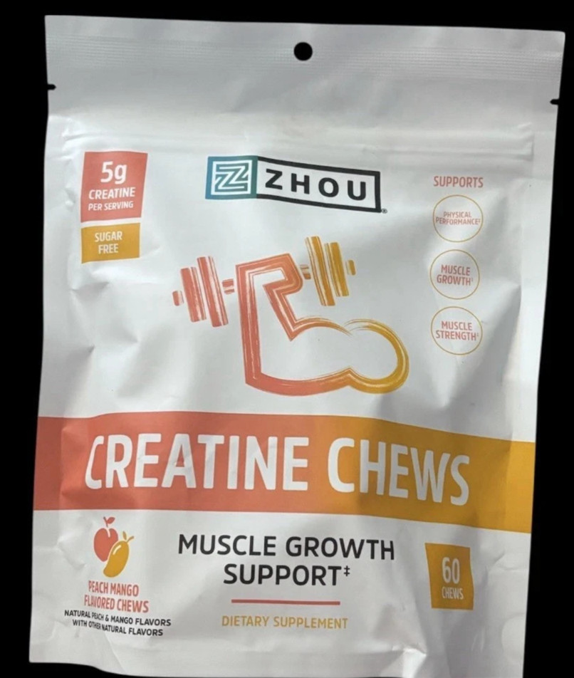 Zhou Creatine Chews, Peach Mango Flavor, 60 chews