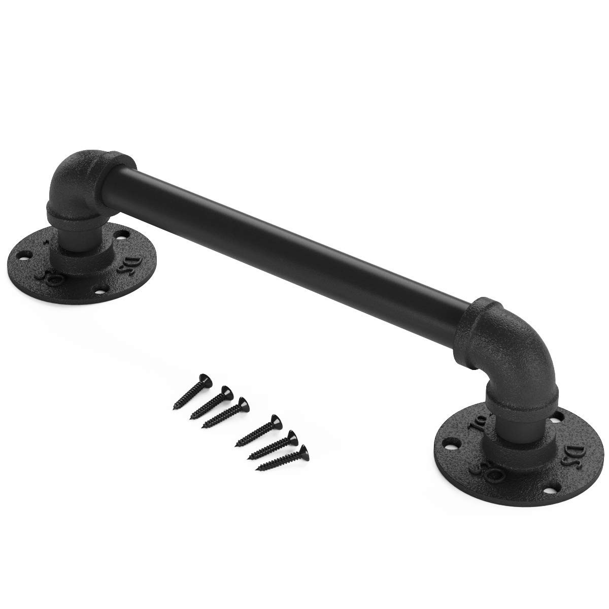 SMARTSTANDARD 11” Pipe Barn Door Handle, Black Rustic 1 Piece,