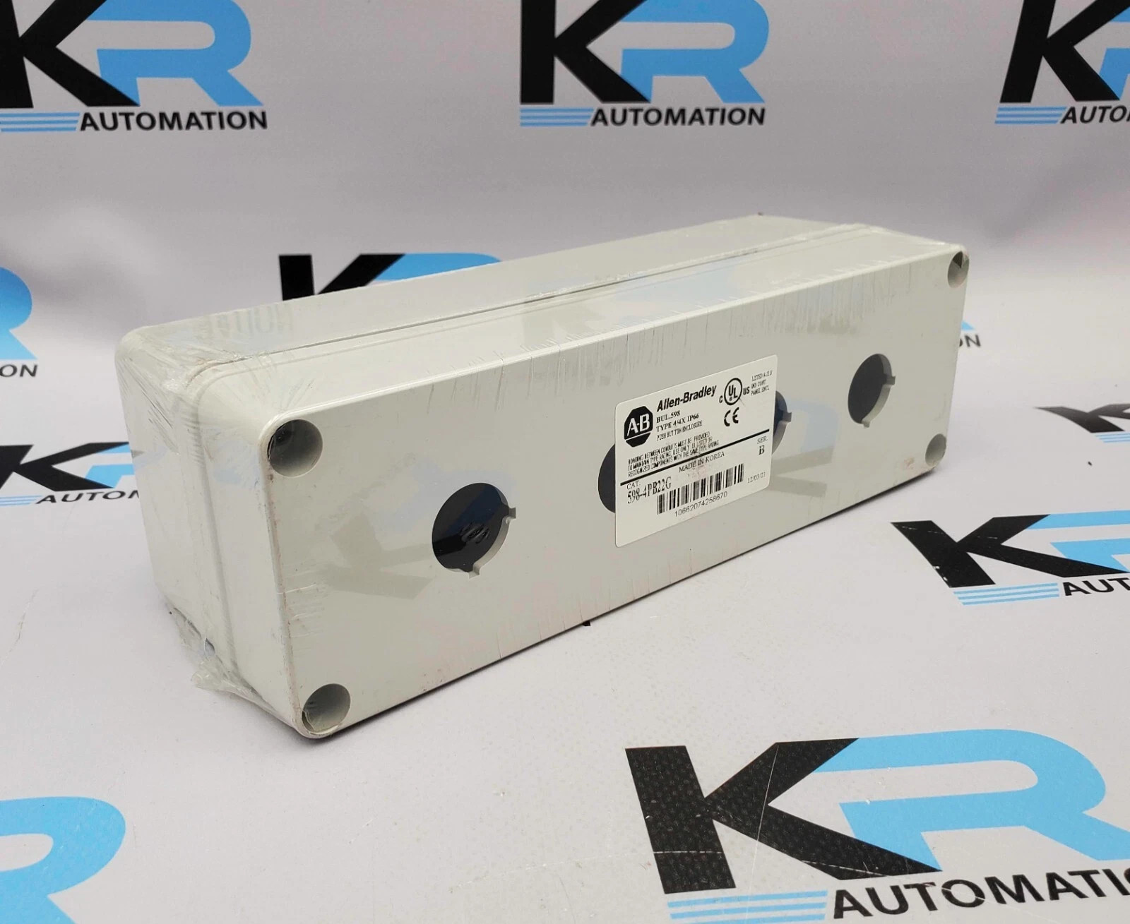 Surplus Pre-Owned Allen Bradley 598-4PB22G /B Bulletin598 4 Pushbutton Enclosure