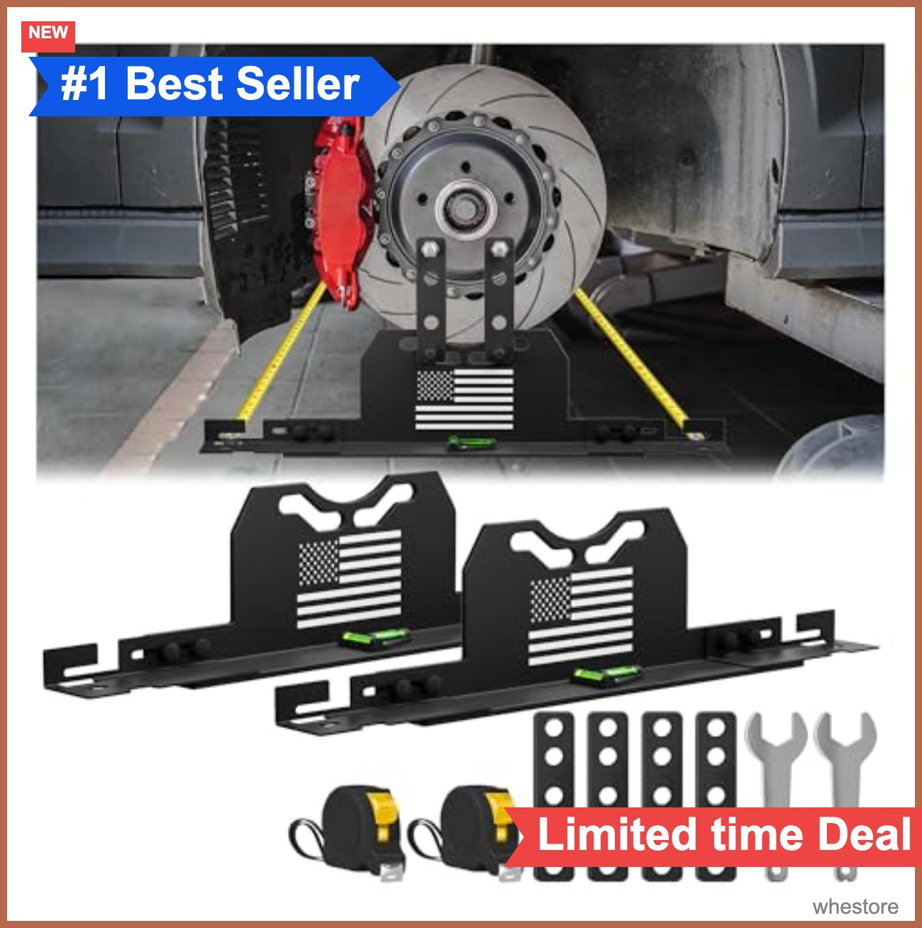 Wheel Alignment Tool 2 Pack No Caliper Removal 16.4 Foot Tape Measure for Car