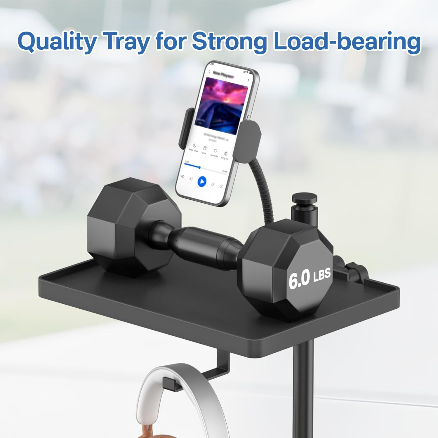 Functional Microphone Stand Tray with Adjustable Mic Stand Phone Holder - 8.7"x6