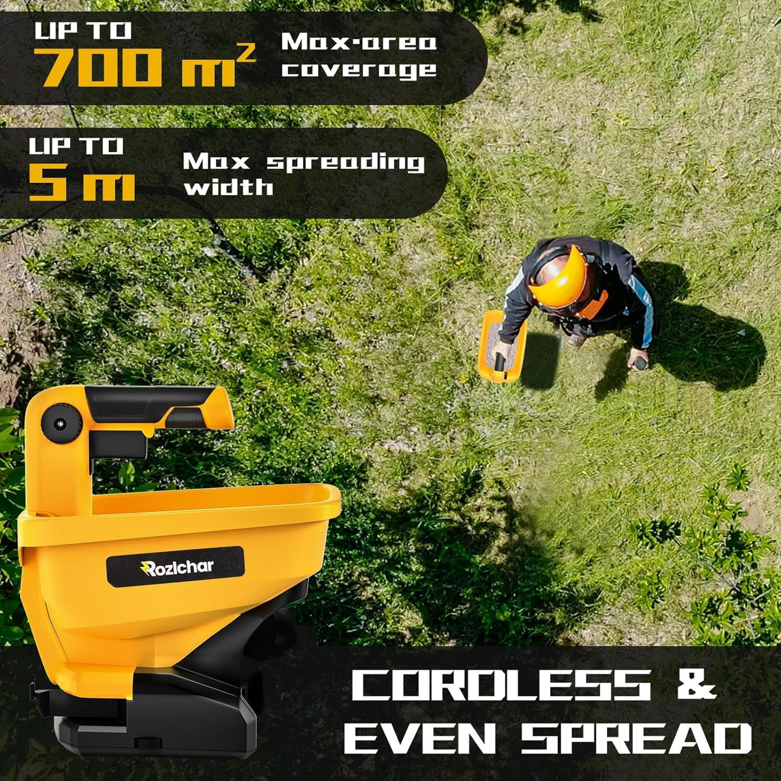Power Spreader Compatible for Dewalt 20V/60V Battery, Seed Spreader for