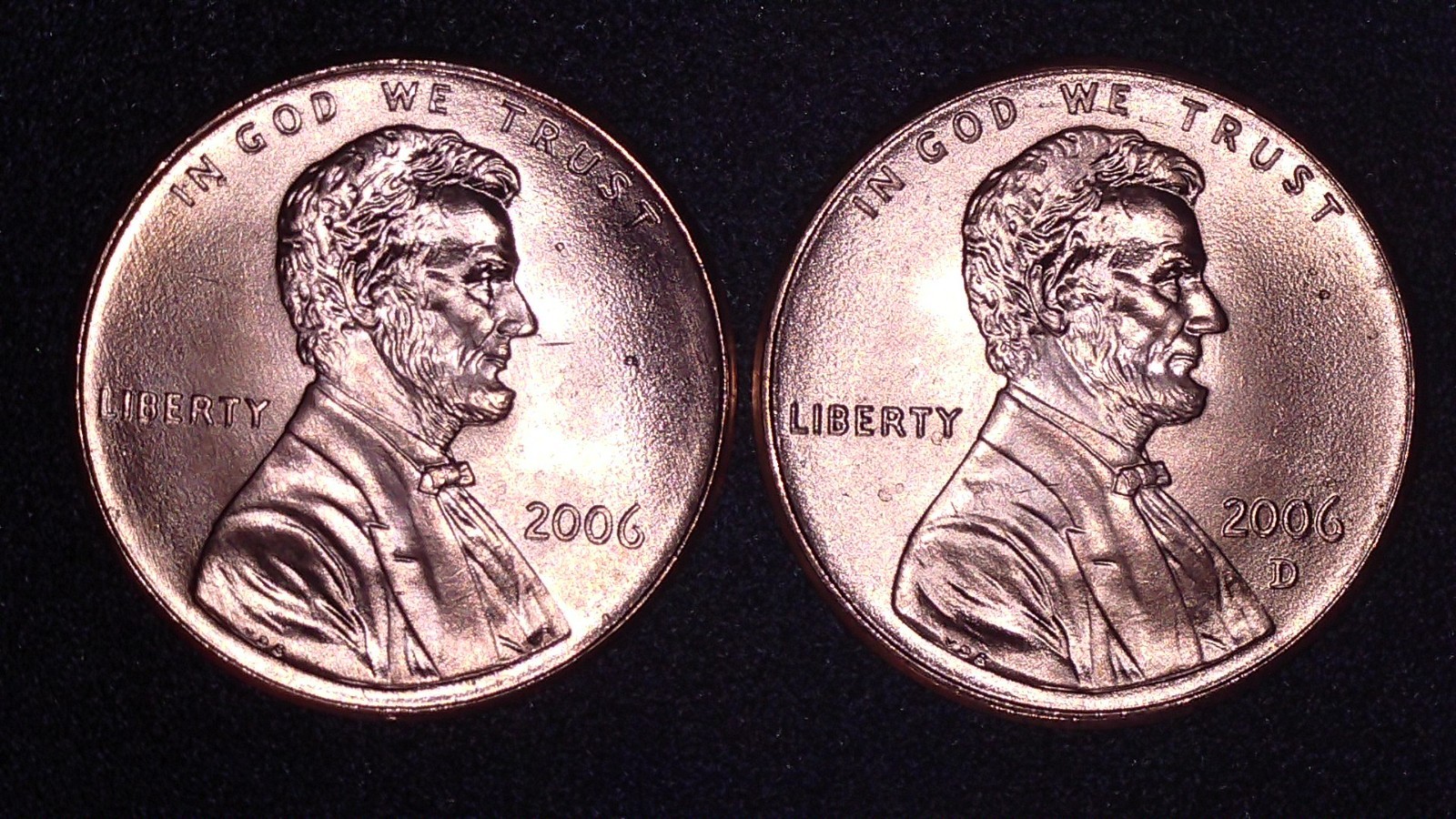 2006 P D Lincoln Memorial Cents. 2 Coins.