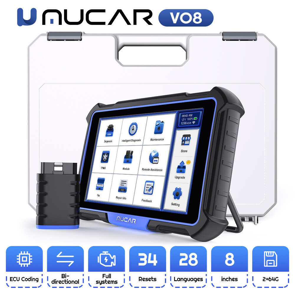 MUCAR VO8 Car ALL System Diagnostic Tool OBD2 Bidirectional Scanner E-CU Coding