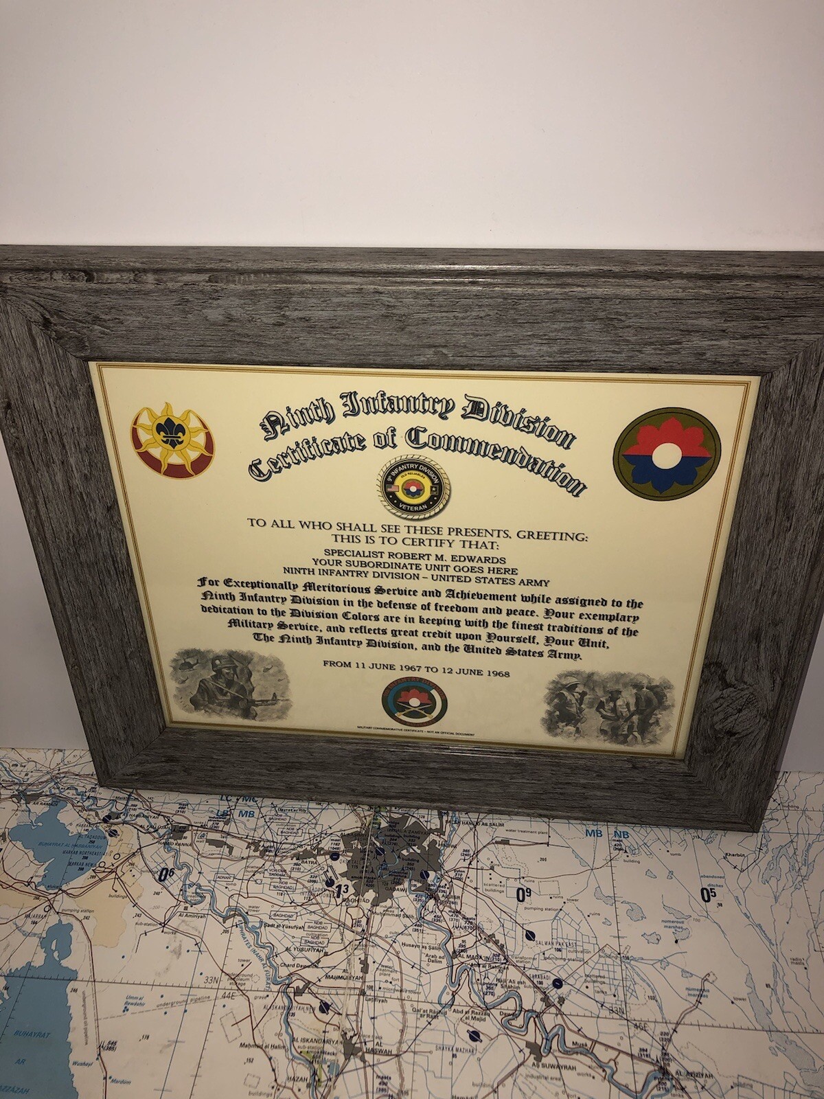 9TH INFANTRY DIVISION / COMMEMORATIVE - CERTIFICATE OF COMMENDATION