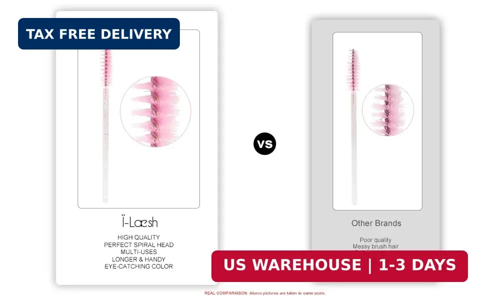 i-Laesh 100 Pcs Disposable Eyelash Brushes, Mascara Wands, Spoolies for Eyelash