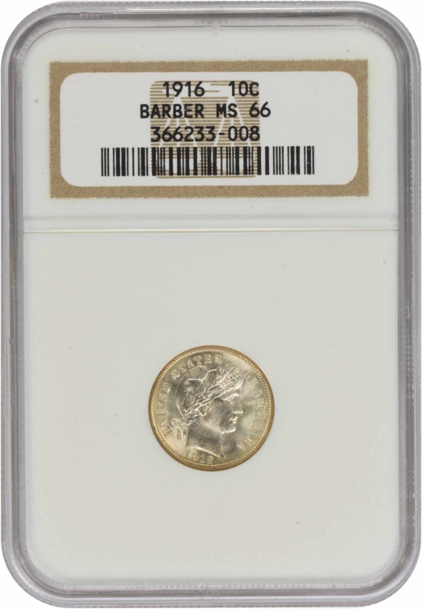 1916 Barber Silver Dime MS66 NGC