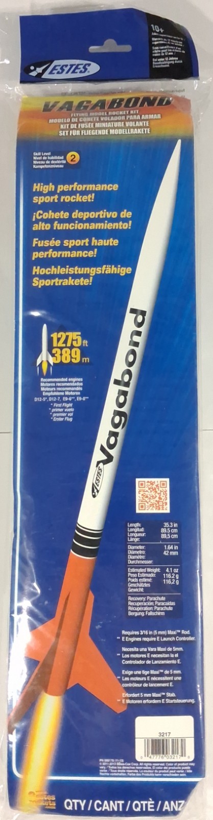 New Estes Vagabond Flying Model Rocket Kit 3217 Read Description