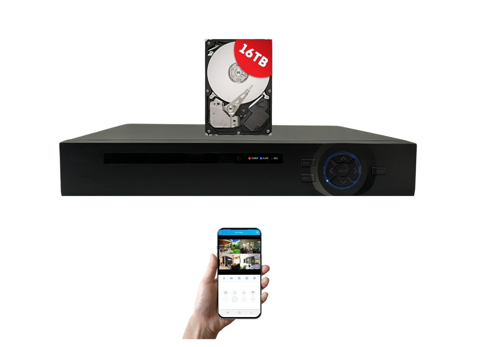 16 Channel H.265 DVR with 16TB HDD CCTV Security Surveillance Video Recorder