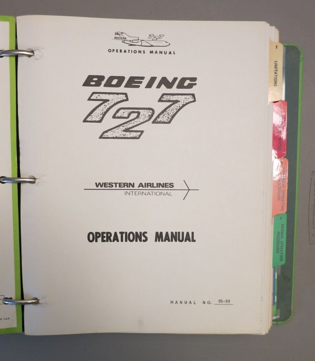 Western Airlines Boeing 727 Operations + Simulator and Flight Training Manual