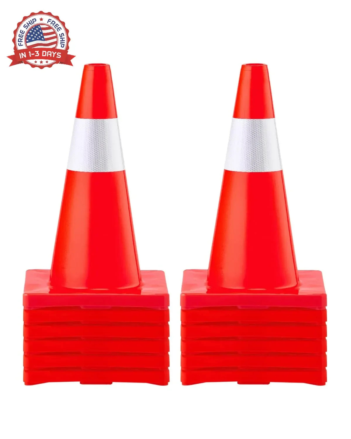 VEVOR 12Pack 18" Traffic Cones, Safety Road Parking Cones PVC Base, Orange Traff