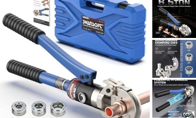 Hydraulic Copper Pipe Crimping Tool with Interchangeable 1/2", 3/4", 1" Dies