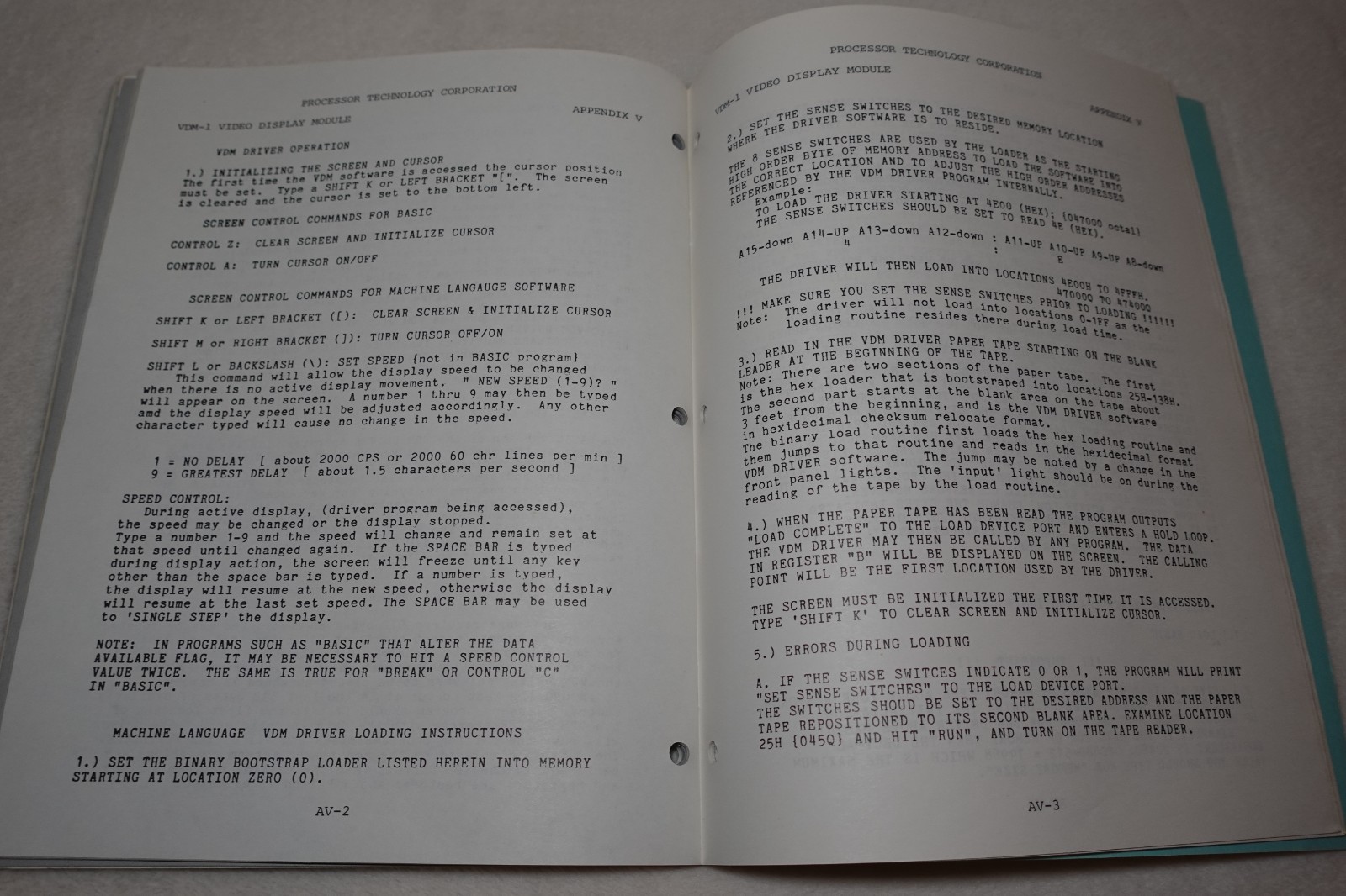 VDM-1 Video Display Module Assembly Test Instructions 1977 Processor Technology