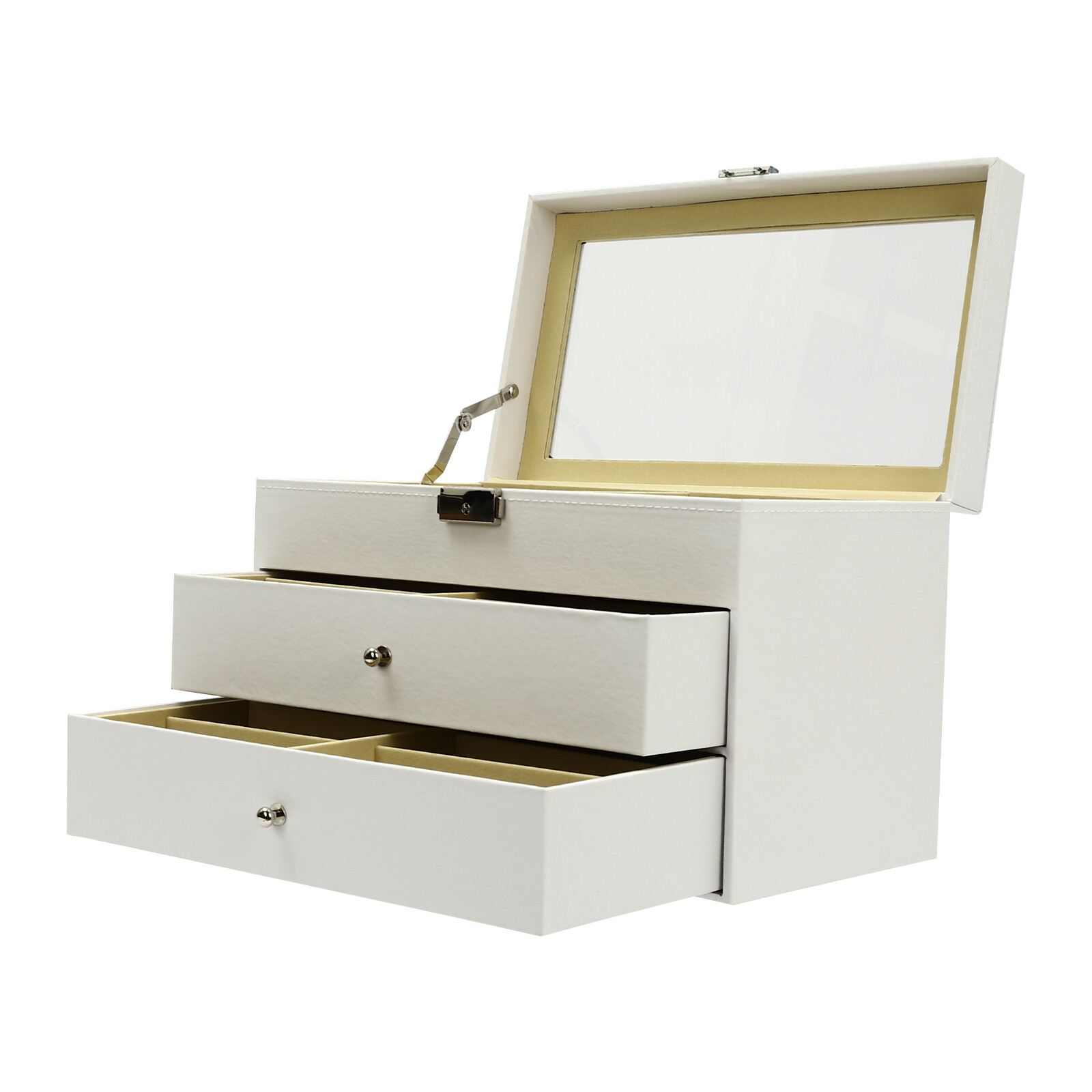18-Slot Eyeglass Storage Box with Lock & Key - Durable PU Protection
