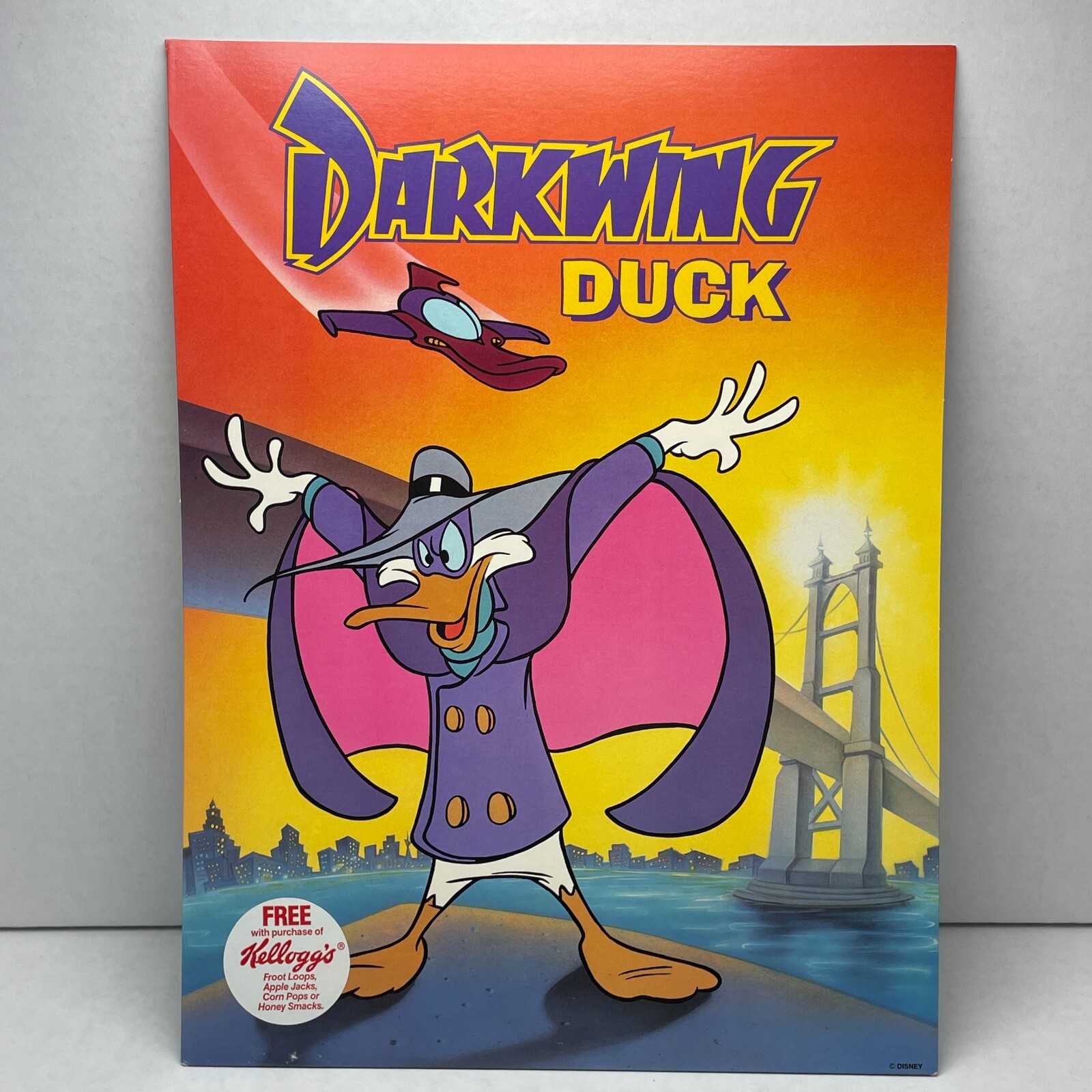 DISNEY Darkwing Duck Vintage Rare Two Pocket Folder Schoolwork Holder Kelloggs