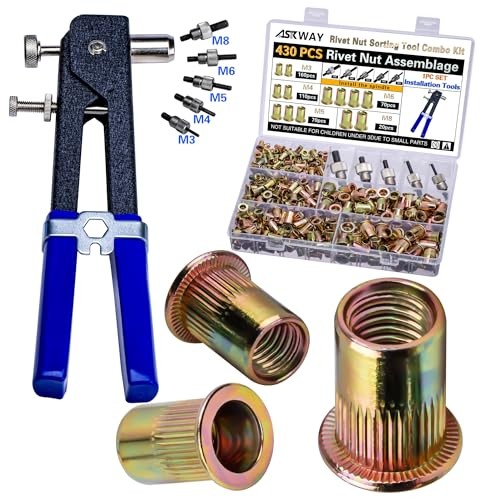 Pressure Rivet Nut Tool Kit, 430Pcs Carbon Steel 430 PCS Rivet Nut Tool Kit