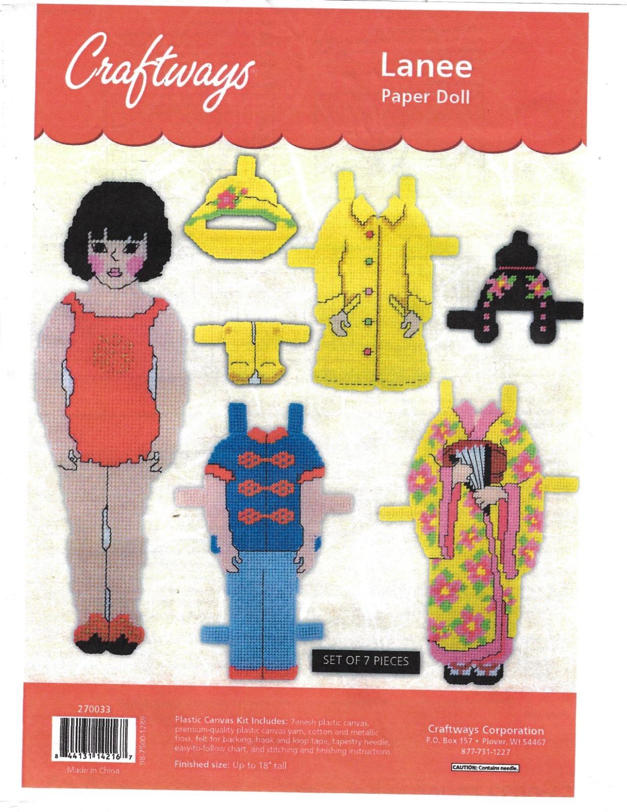 LANEE PAPER DOLL  7ct plastic canvas  PATTERN  (#TF0396)
