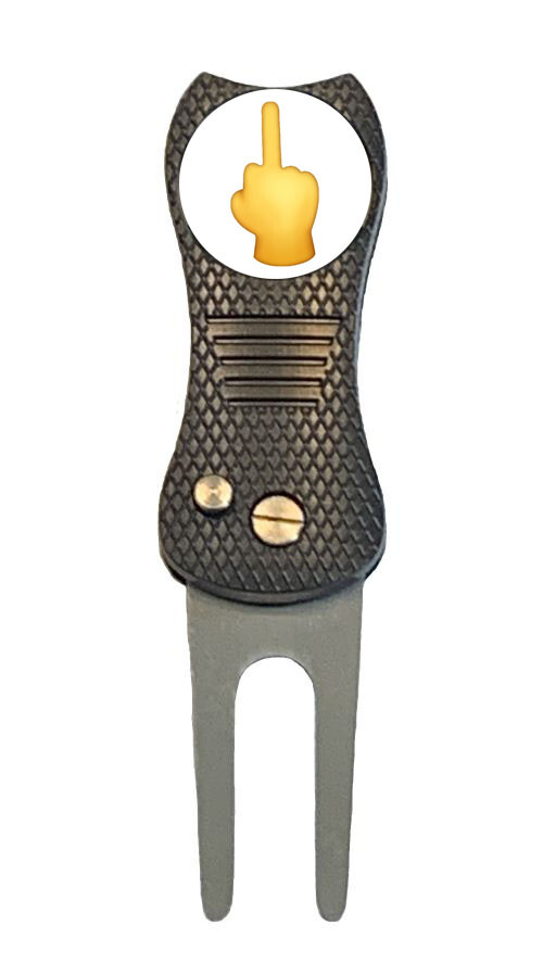 F You Middle Finger Emoji Golf Ball Marker + Switchblade Divot Tool Novelty Gift