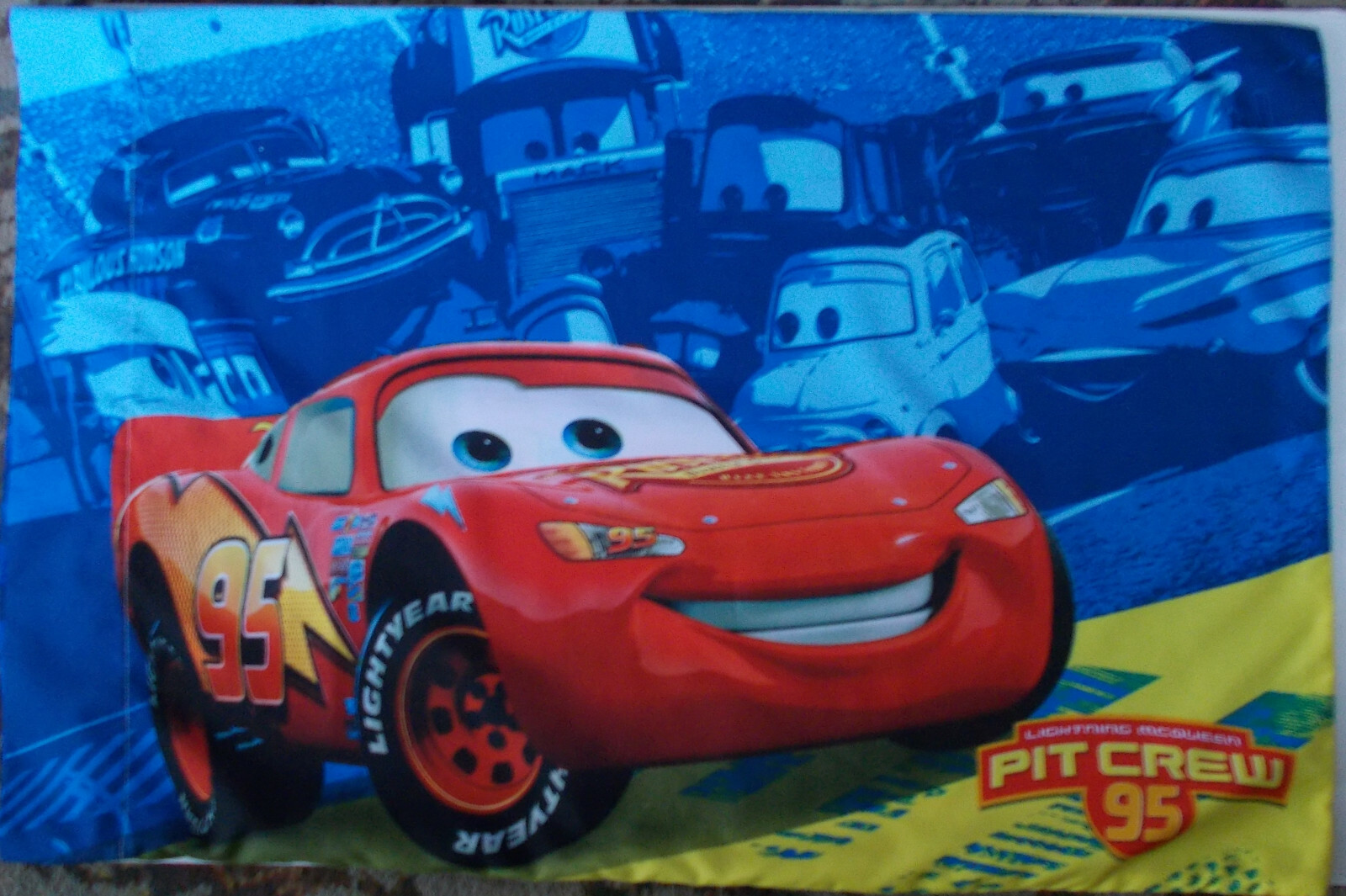 Disney Pixar 3 Time Piston Cup Champion "Lightning McQueen" Pit Crew Pillowcase