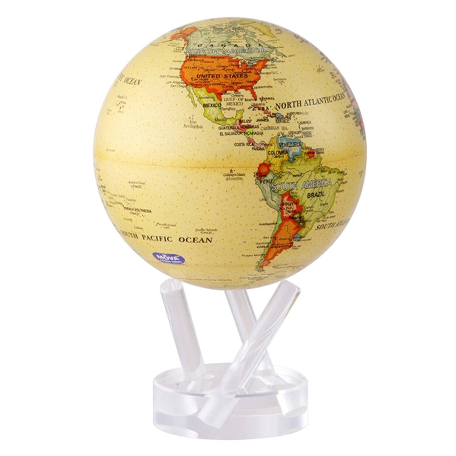 Political Map Yellow MOVA Globe 4.5" 4.5" - Yellow Political Map