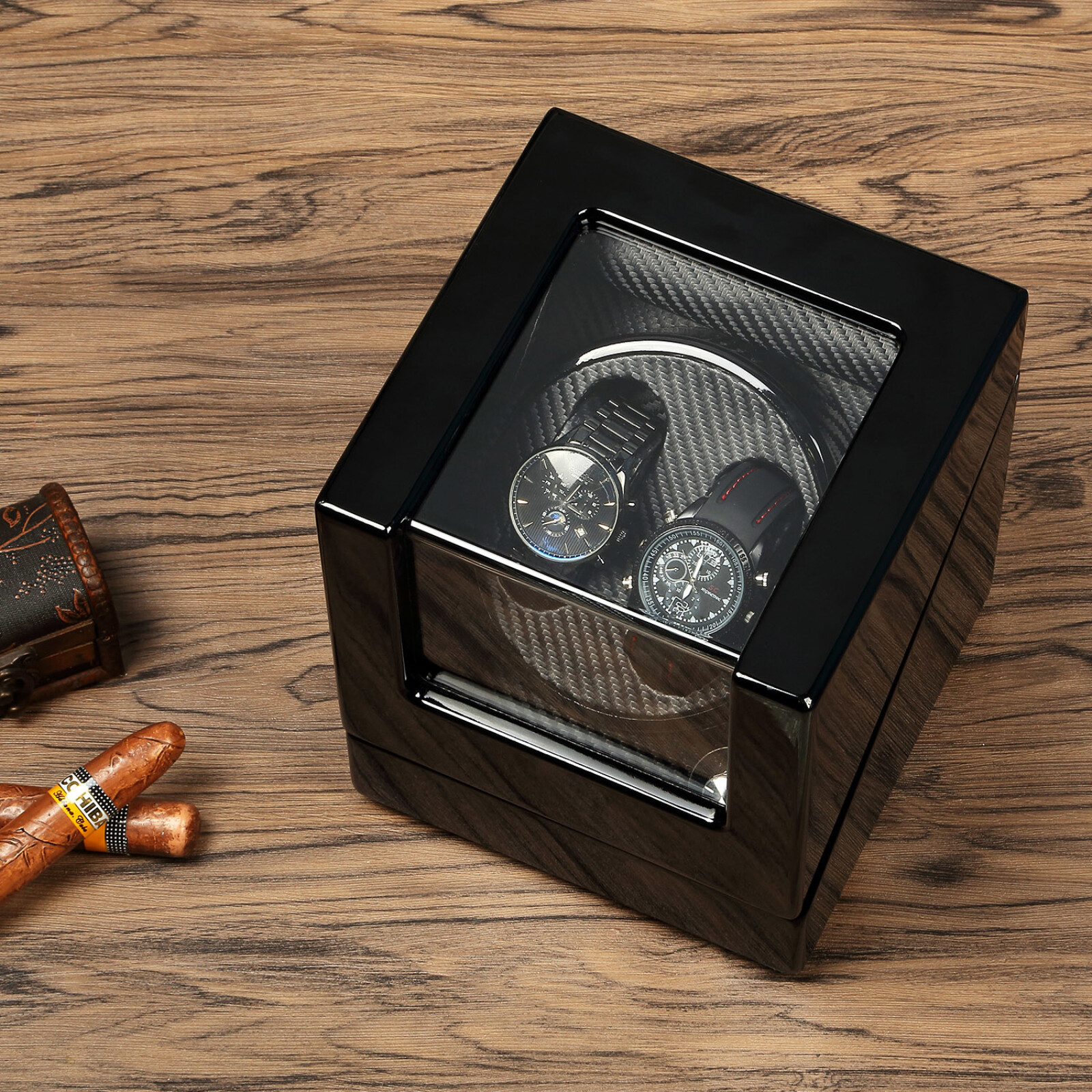 UTEN Automatic Rotation Watch Winder Storage Display Case w/ Speed Regulation