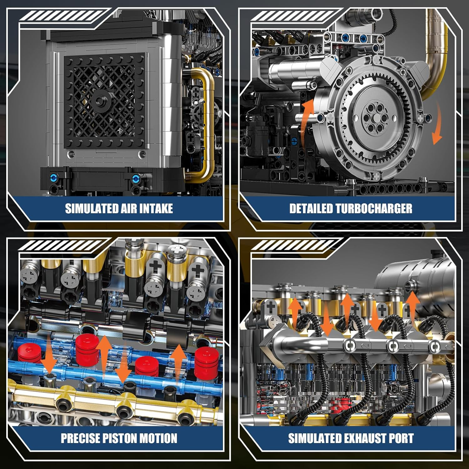 Diesel Engine Model Kit That Runs for Adults, MOC Mini Inline 4-Cylinder Diesel