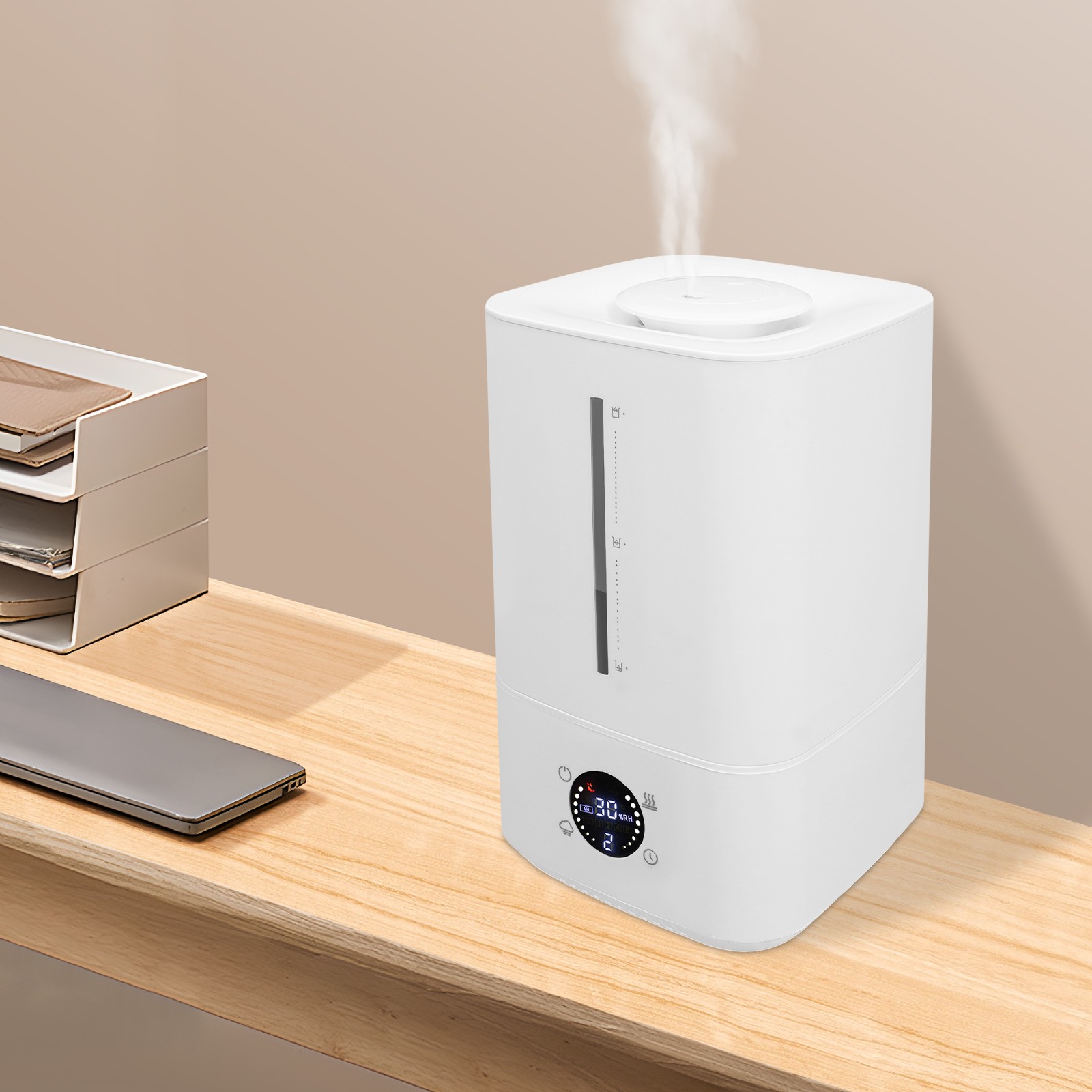 6L Hot & Cold Mist Humidifier Machine Tabletop Humidifier Touch Control 110-220V