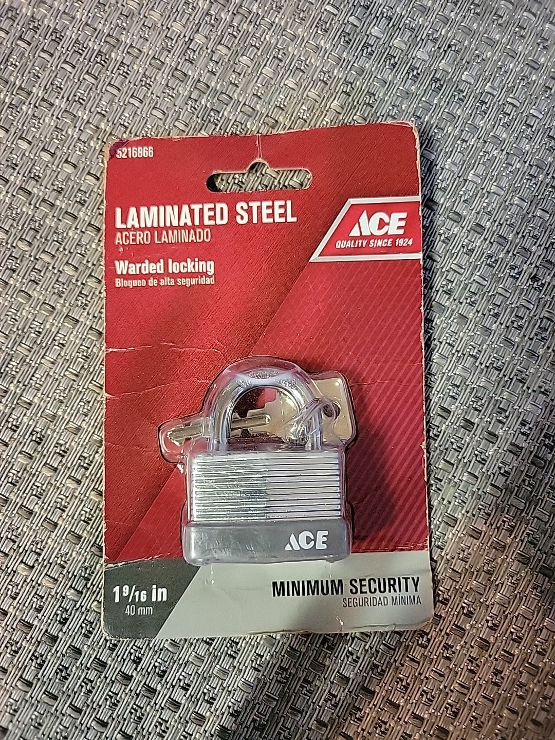 Ace 5216866, 1-9/16" Laminated Steel Warded Locking Padlock, 2 Keys