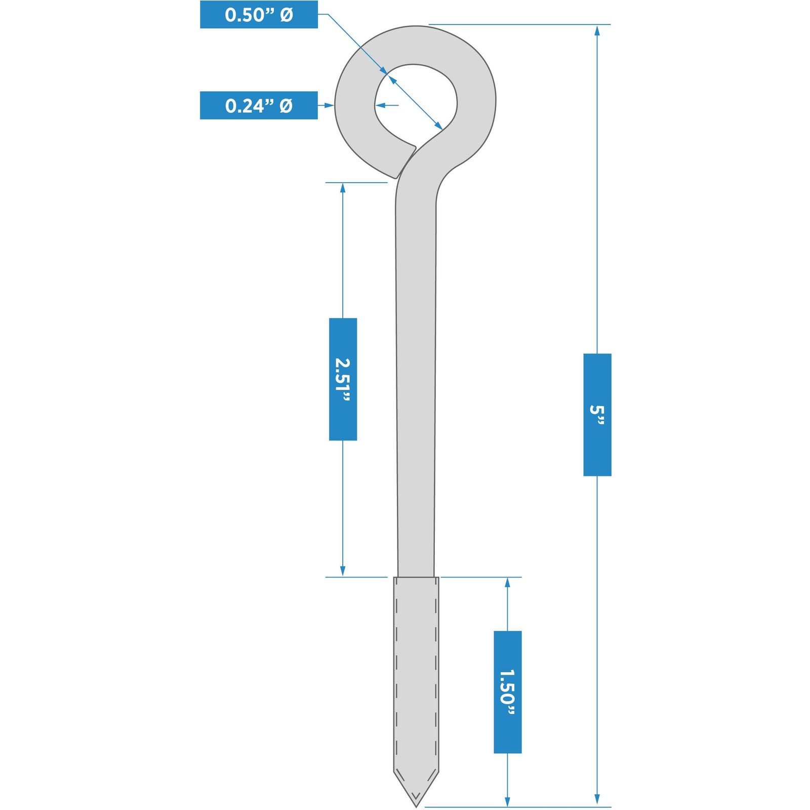 National Hardware N220780 2151BC 1/4" x 5" Lag Screw Eye Stainless Steel Finish