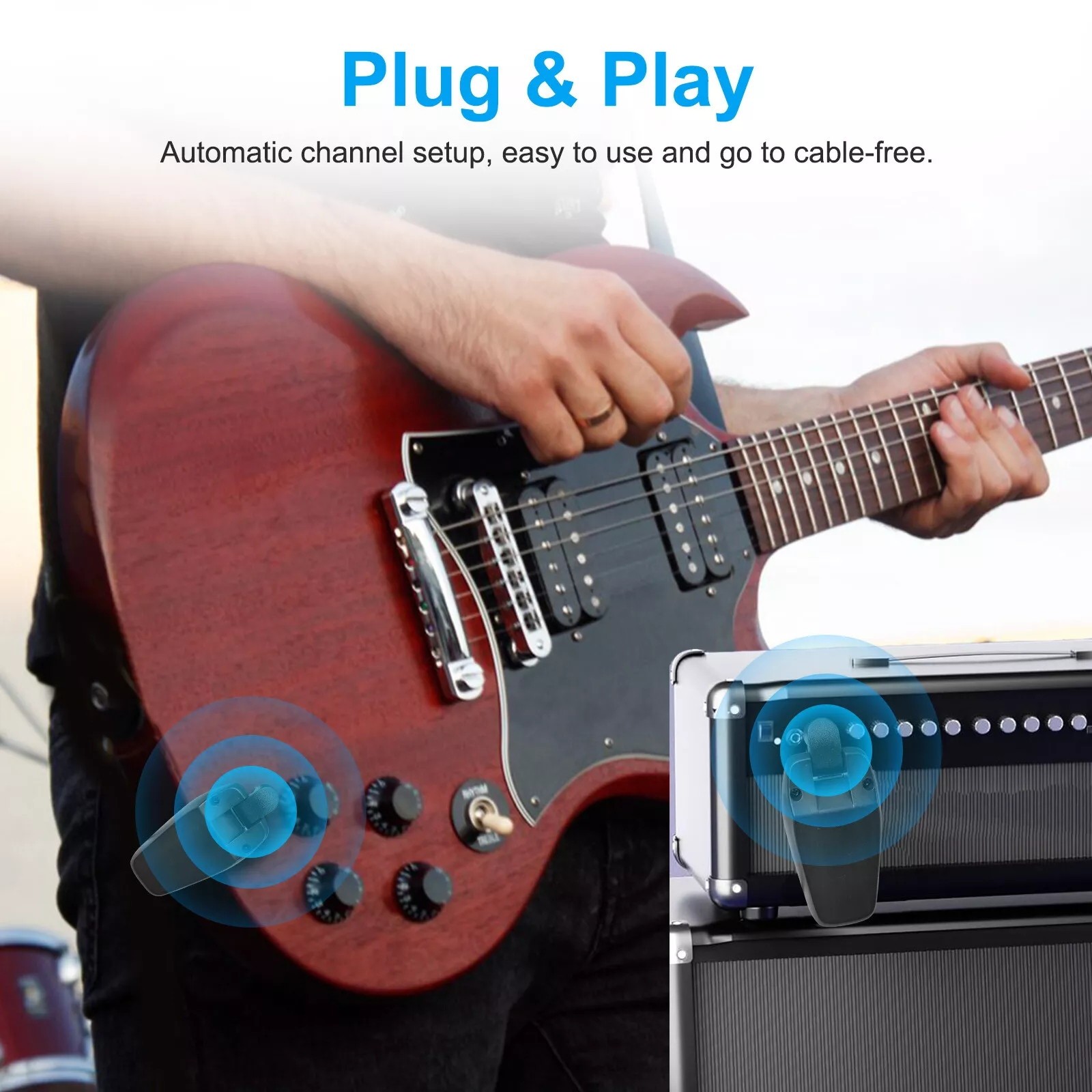 New UHF Wireless Guitar System Transmitter Receiver Instrument Accessories