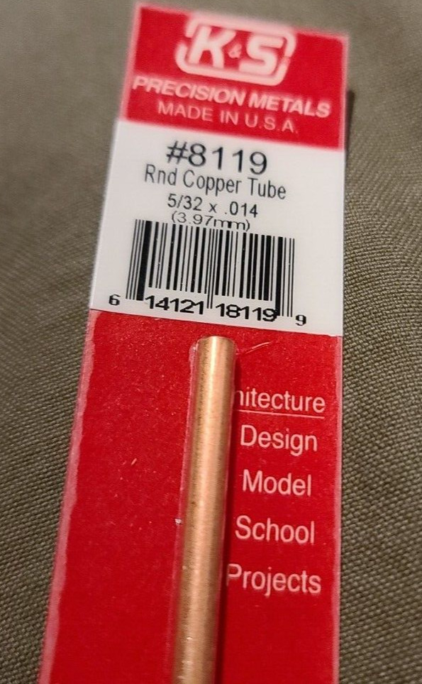 KNS-8119  5/32"x12" Round Copper Tube .014 Wall (1)