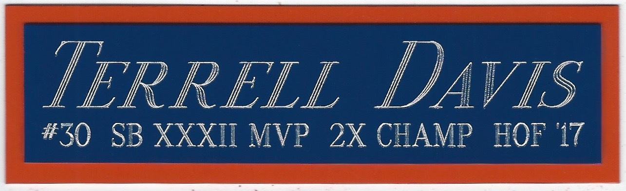 TERRELL DAVIS BRONCOS NAMEPLATE AUTOGRAPHED SIGNED FOOTBALL HELMET JERSEY PHOTO