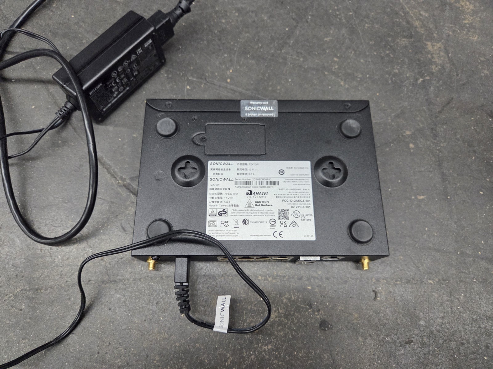 SonicWall TZ470w Wireless Firewall Power Tested ONLY