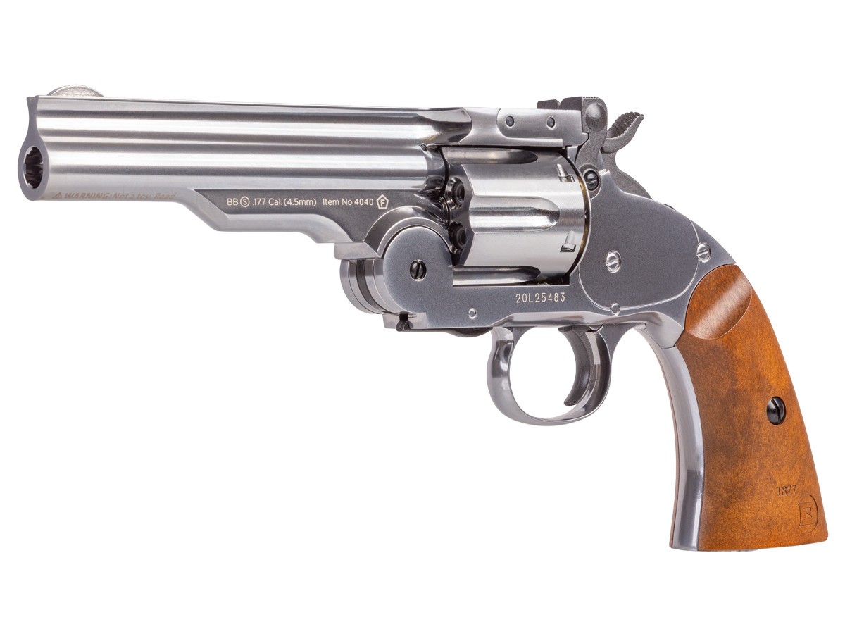 Schofield No. 3 Nickel CO2 BB Revolver, 5" Barrel .177