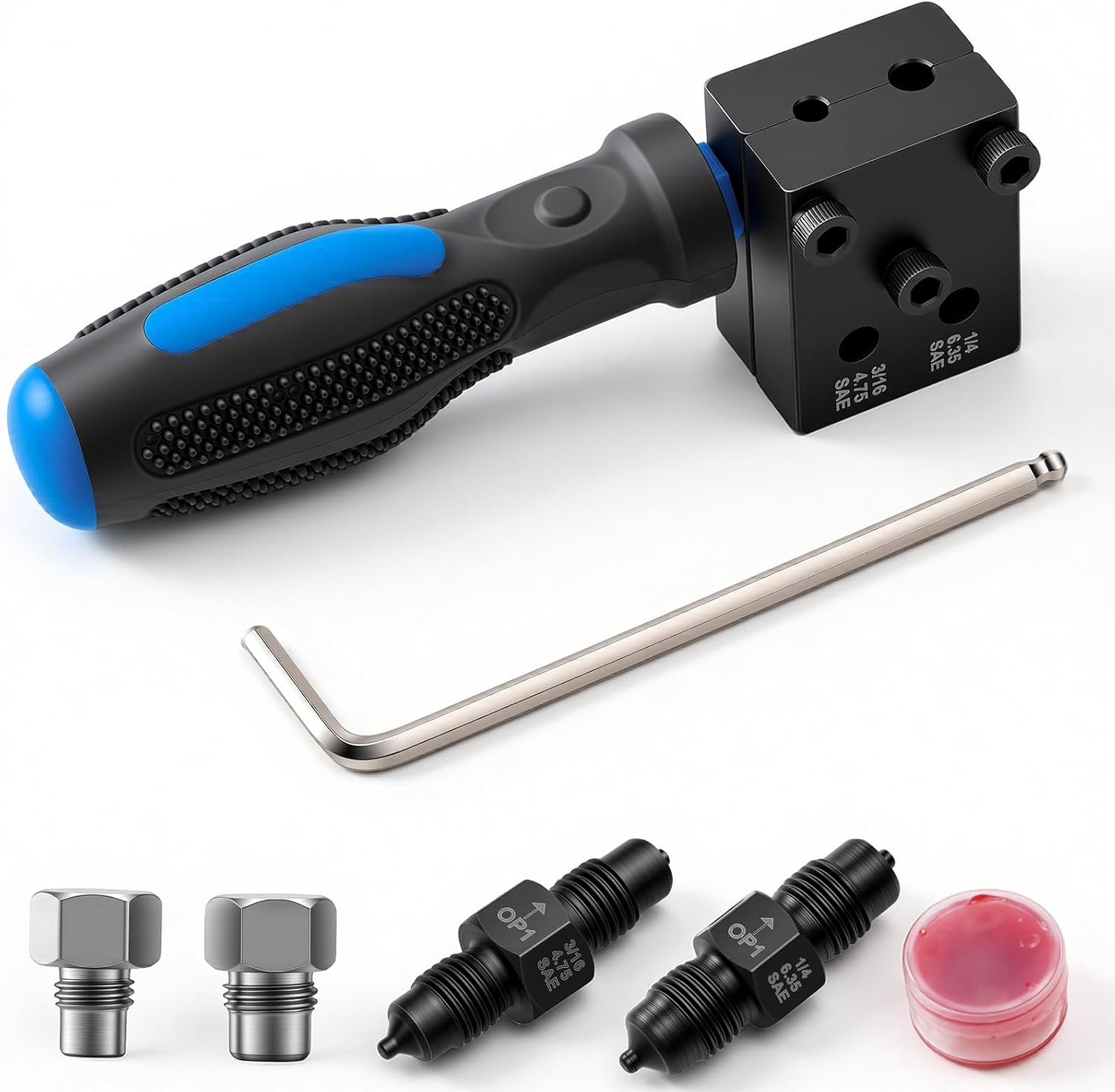 Brake Line Flaring Tool Kit 7-Piece, 3/16" 1/4" SAE Double & Bubble Flare Tool