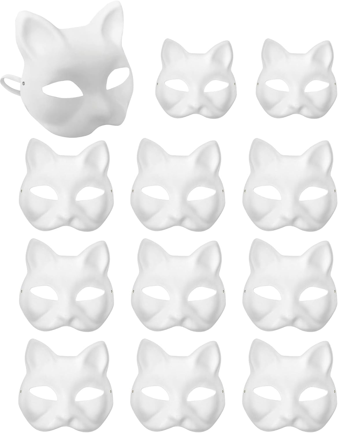 XIPEGPA Therian Masks White Paper Cat Masks to Painted Animal Cosplay Facemask M