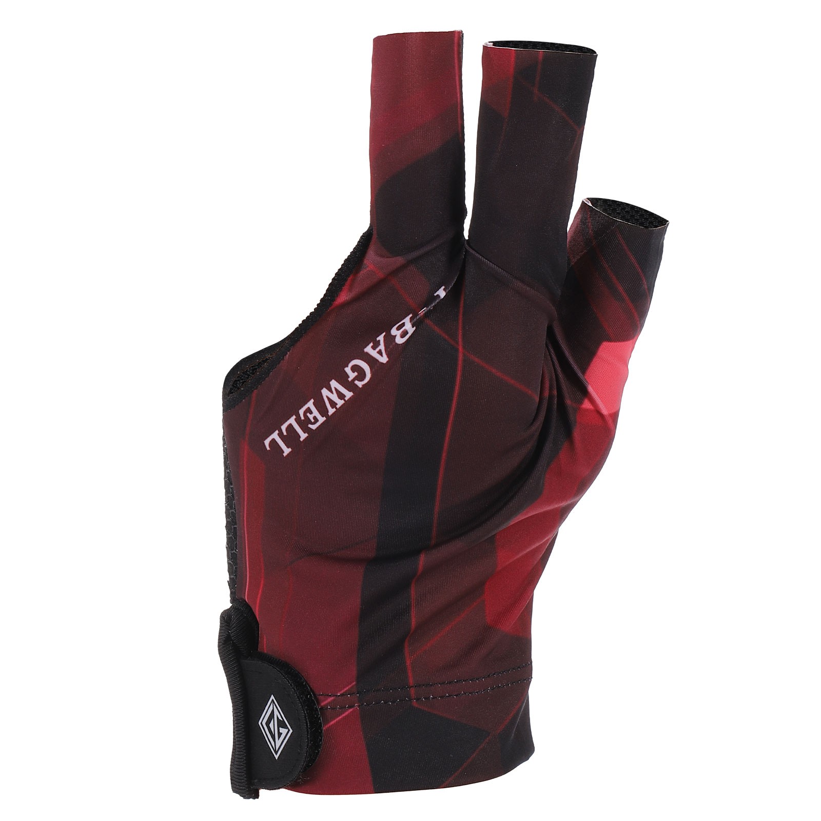 3 Finger Pool Glove Left Hand, Billiard Gloves, Black Red