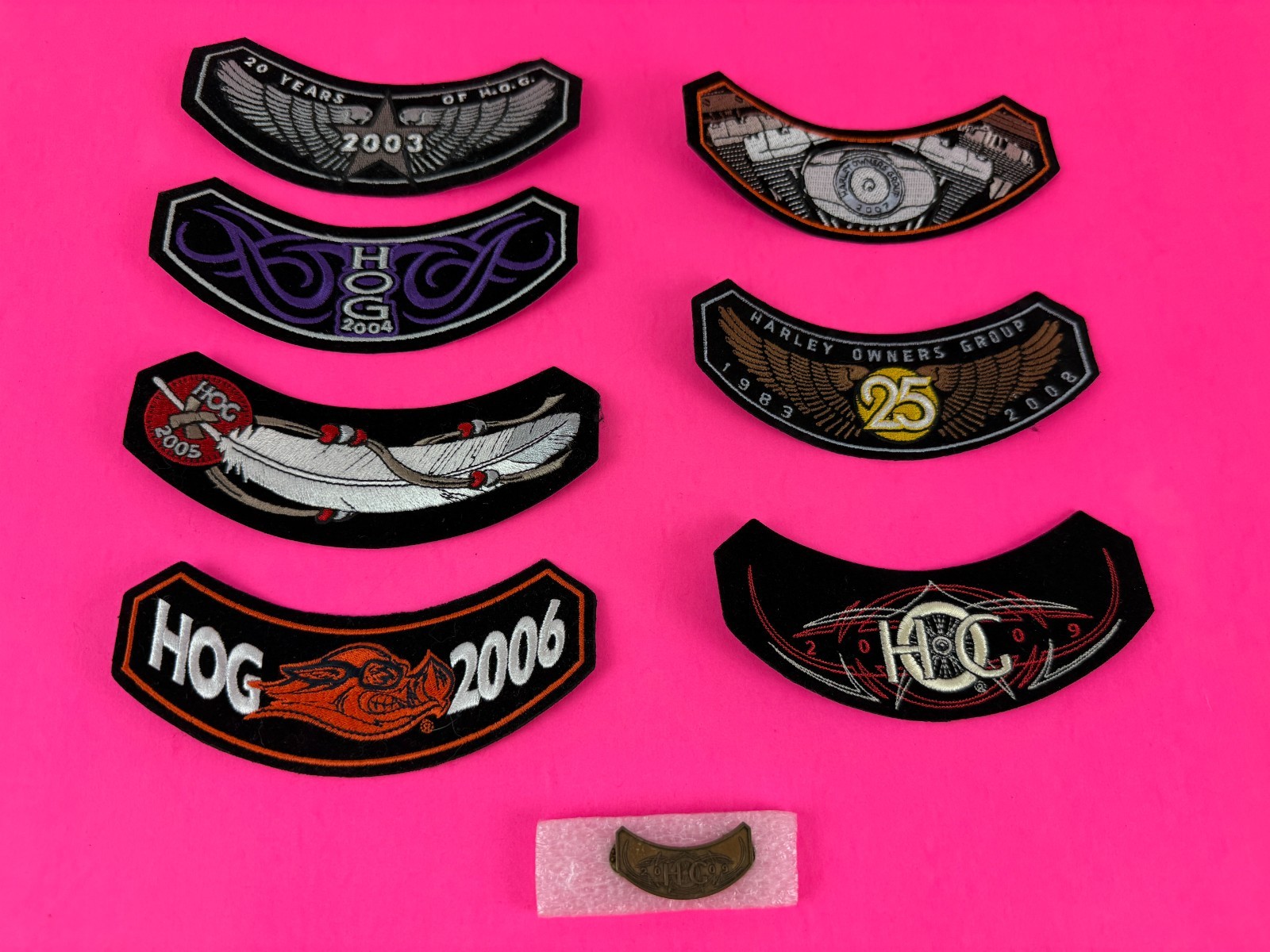 Lot 7 HOG Harley Davidson Owners Group Patches 2003-2009 + 2009 Pin New