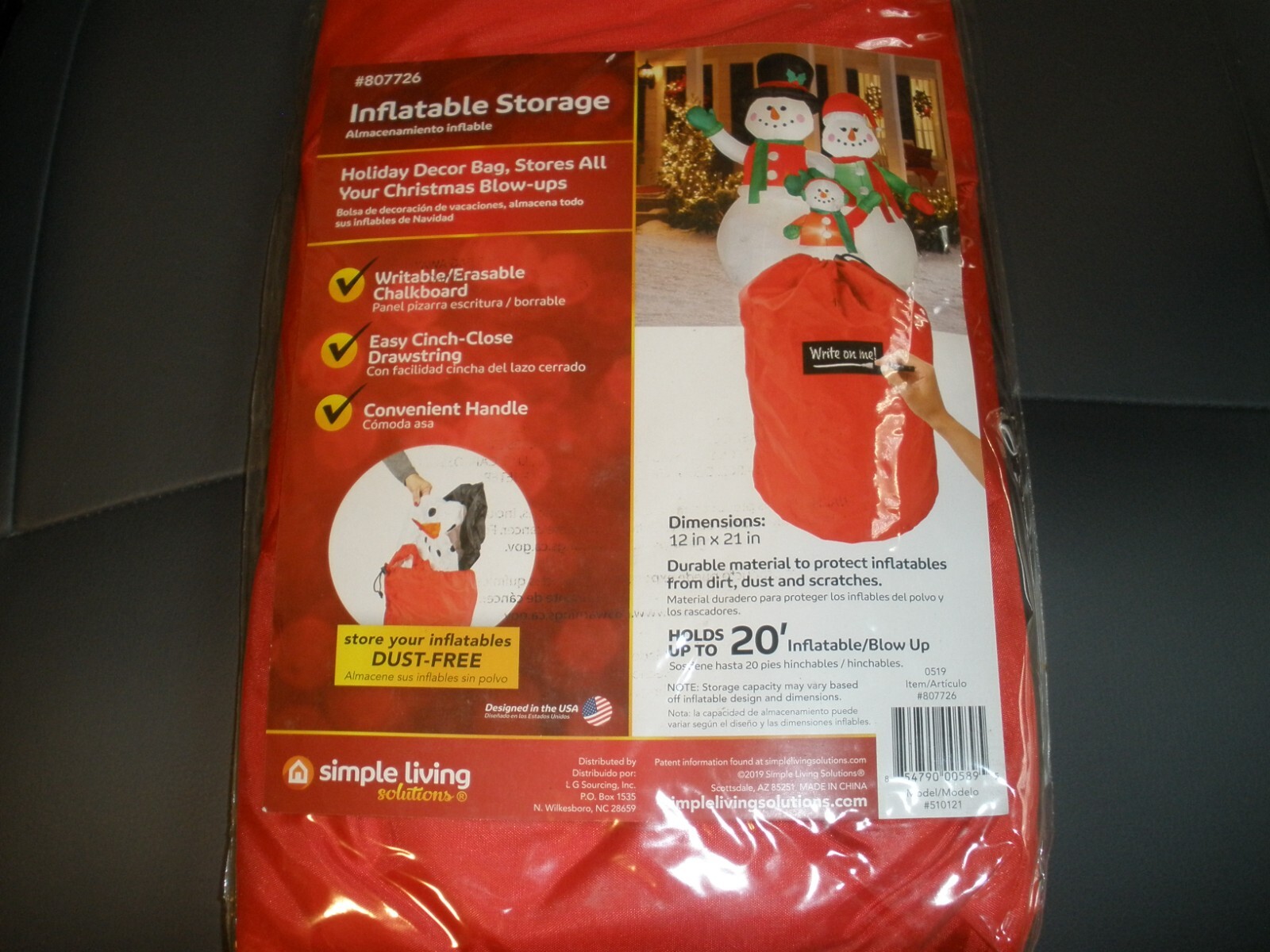 NEW Inflatable Storage #807726 Holds up to 20' Blow up 12"x21" (SU151)