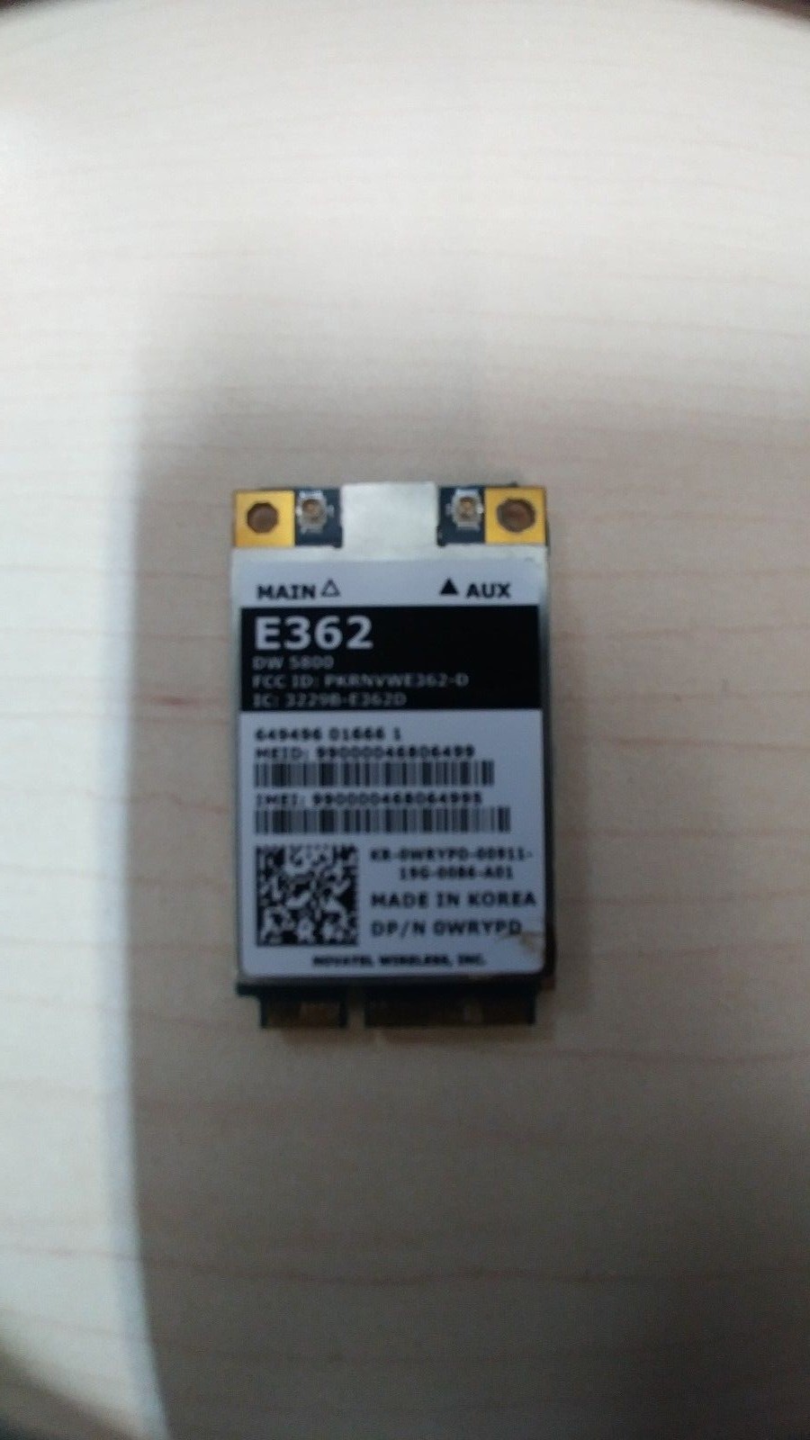 Dell 0WRYPD  E362  Novatel wireless Inc Celular Wireles card