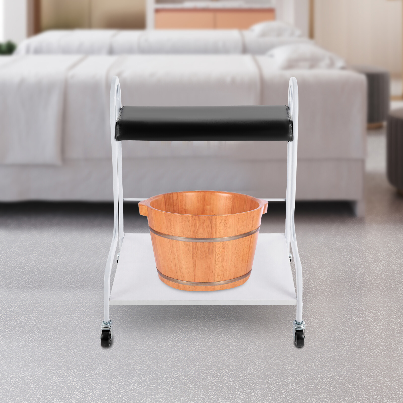 2-Tiers Portable Beauty Salon Foot Bath Spa Trolley Manicure Foot Rest Cart