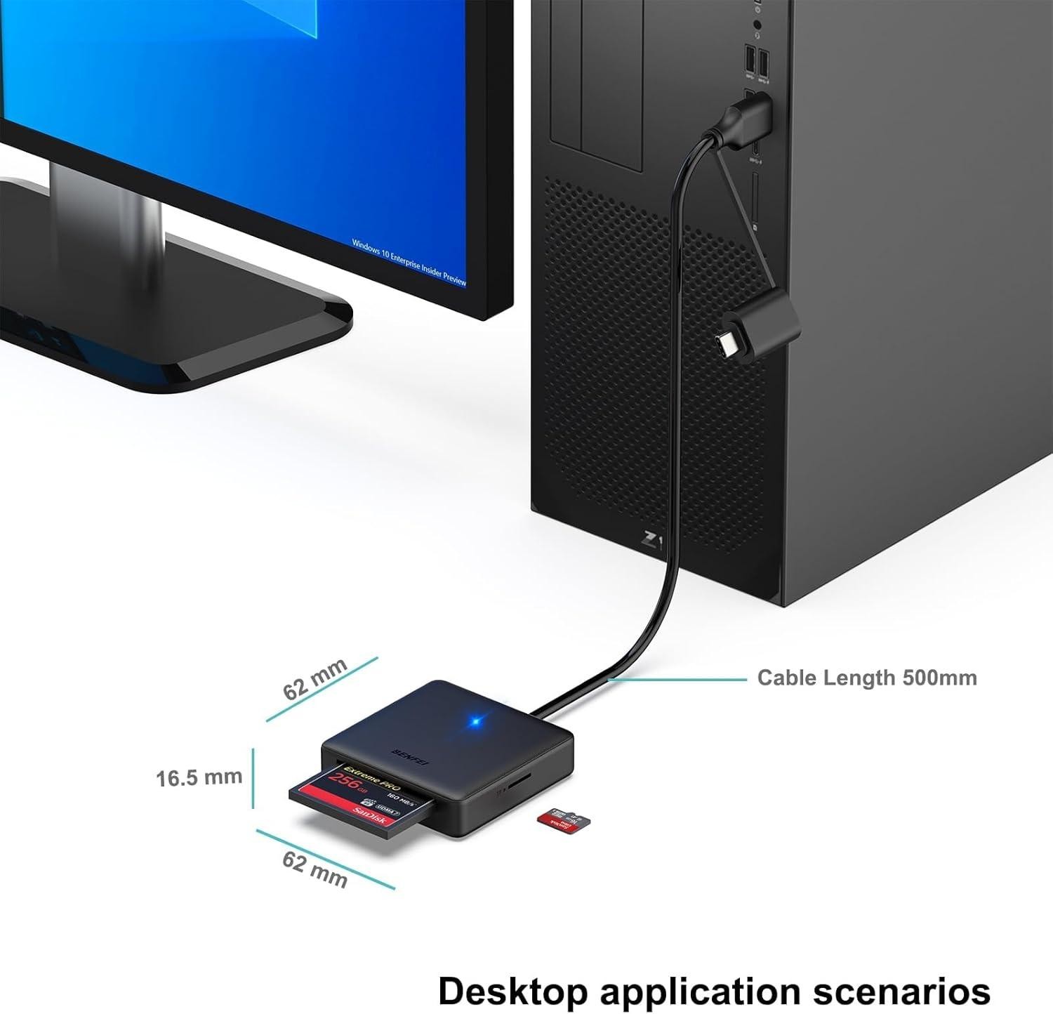Memory Card Reader, 4in1 USB 3.0 and Usb-c to Sd Micro Sd Ms Cf Card Reader