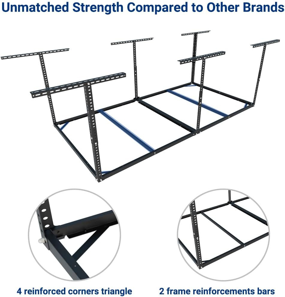 FLEXIMOUNTS 4X8 Overhead Garage Storage Rack without Decking, Storage Organizati
