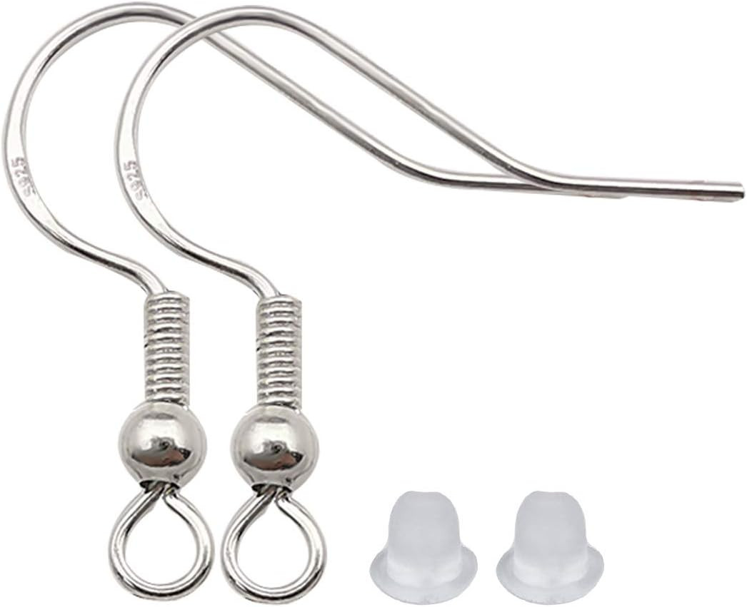 200 PCS/100 Pairs 925 Silver Hypo-Allergenic Earring Hooks Fish Hook Ear Wires F