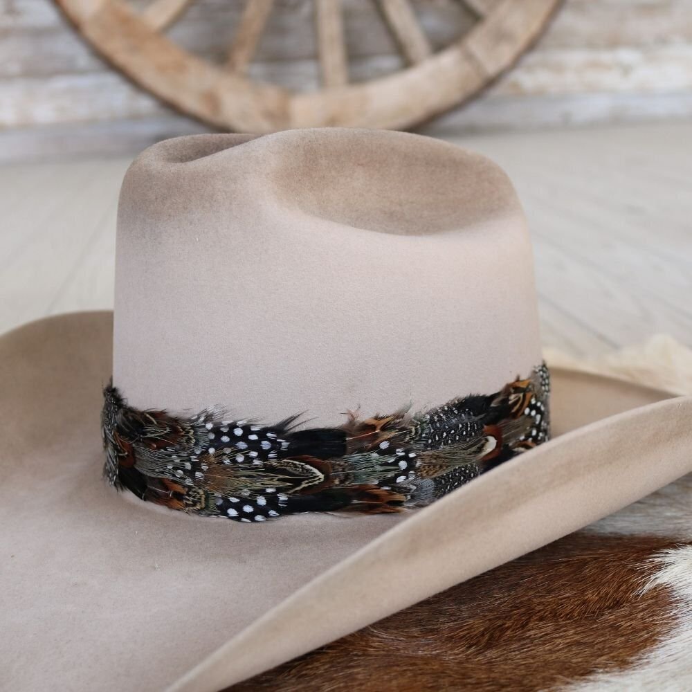 Feather Hat Band for Western Cowboy Hats, Fits All Styles - Falcon