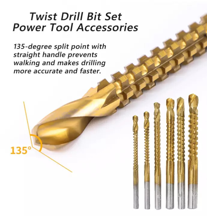 6Pcs Drill Bits Twist Drill Bit Set Power Tool Accessories