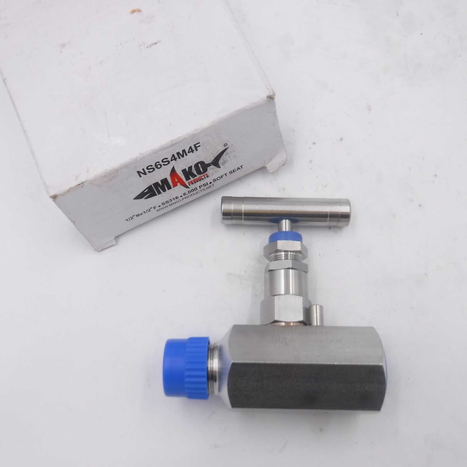 Mako 1/2"M x 1/2" Standard Needle Valve 316SS 6,000 PSI Mako