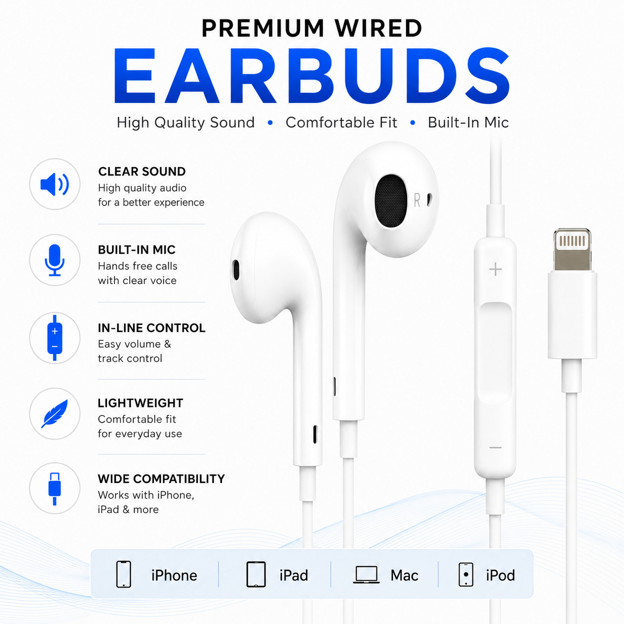 Wired Earbuds For Iphone 14/13/12/11/X/Pro/Max Bluetooth HeadPhones