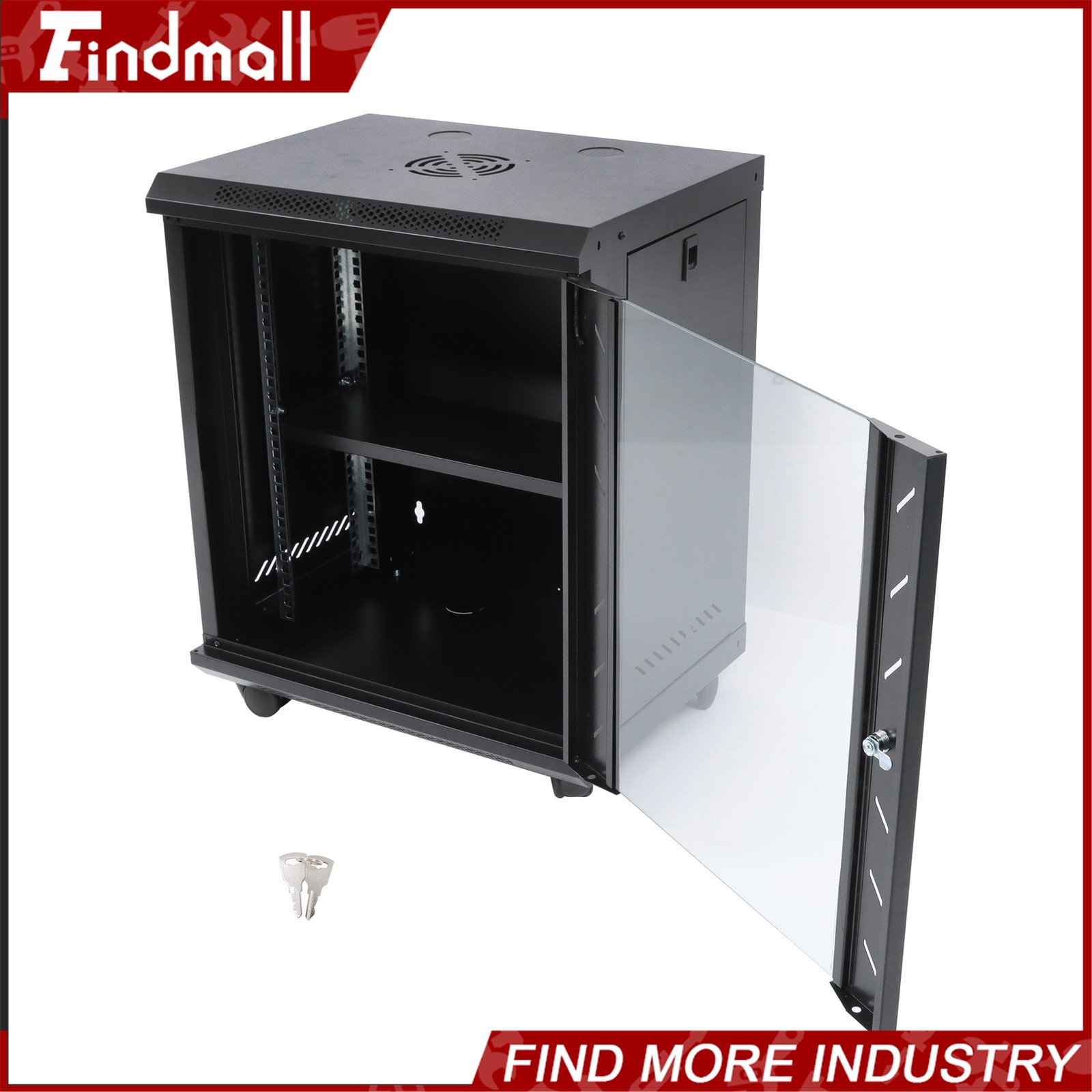 Findmall 12U Wall Mount Network Server Rack Cabinet Enclosure 15.5'' Deep