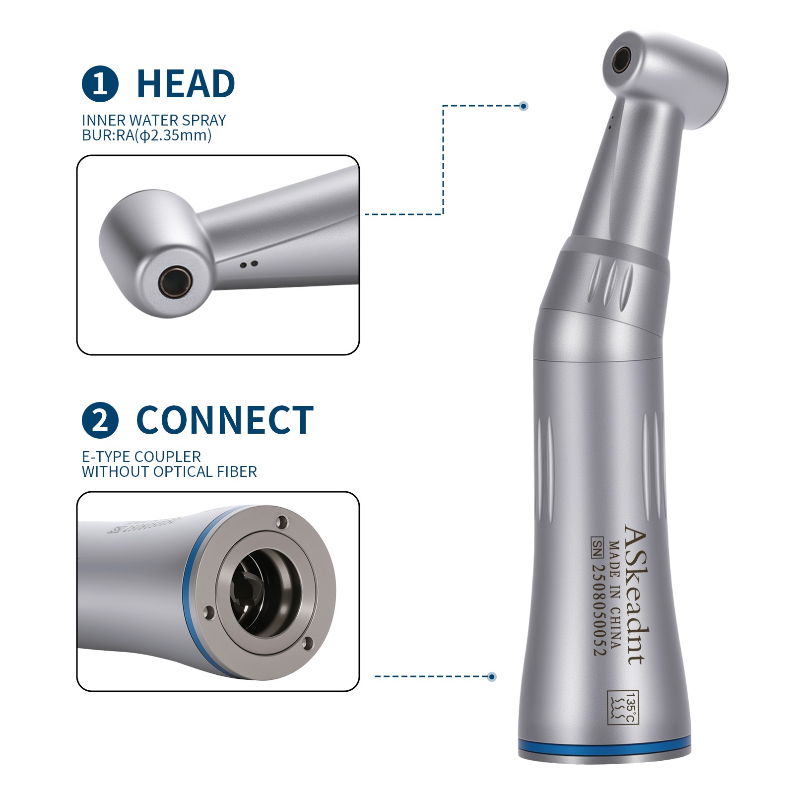 Dental Slow Low Speed Handpiece Push Contra Angle NSK Style Air Motor 4Holes
